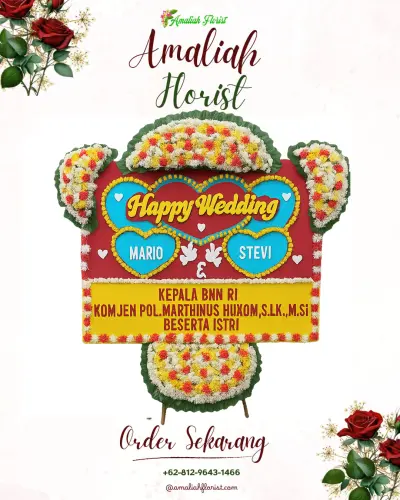 Karangan Papan Bunga Pernikahan di Mataiwoi